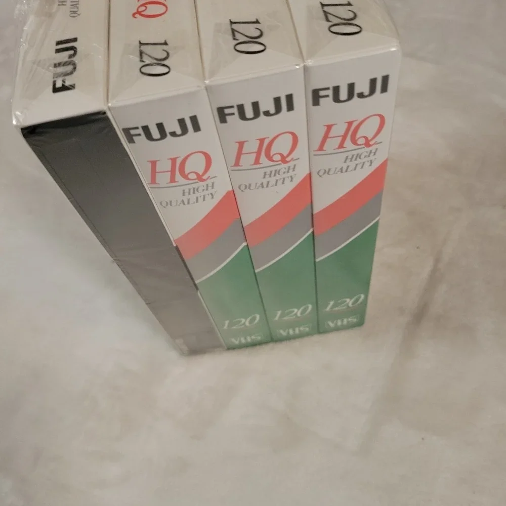 FUJI 4 Pack Blank VHS Video Tapes 6Hours HQ 120 NEW & Sealed‎ FUJIFILM T-120